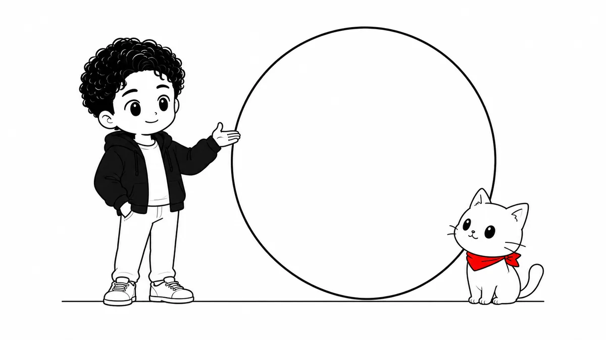 大きな丸をひとつ手で示すエヤンさん。反対側にエヤネコが座っている